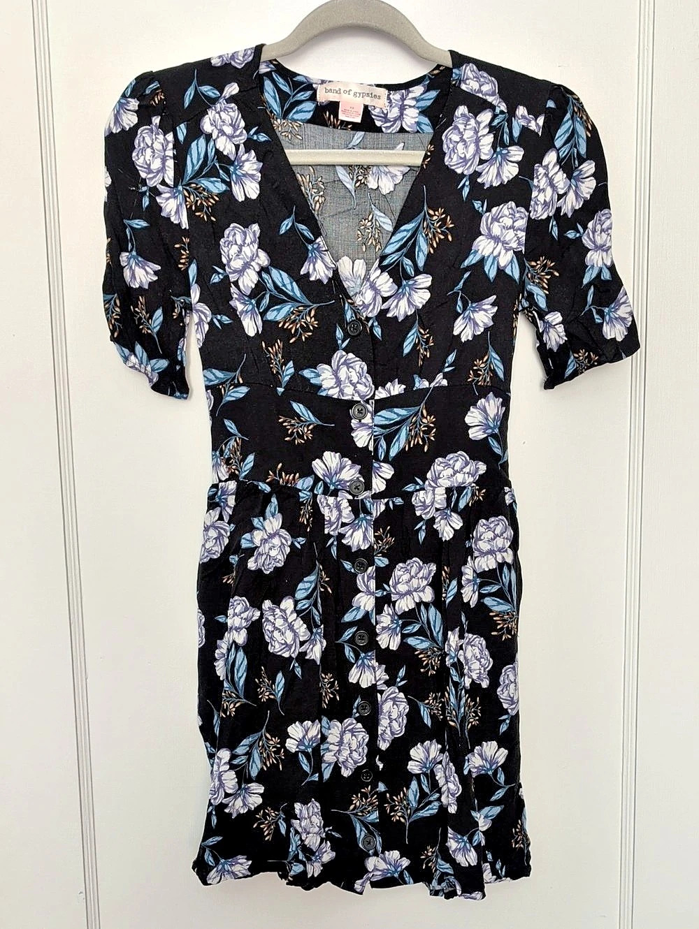 band of gypsies Floral Mini Dress Black & Purple Size XS